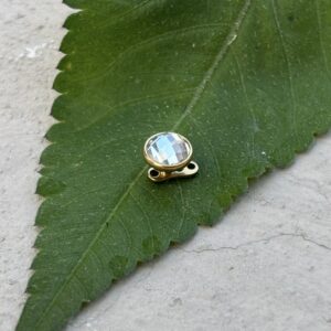 1pz microdermal 6mm dorado base y piedra aq