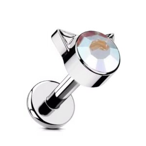 Piercing Gatito Tornasol Titanio 16g