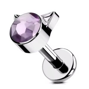 Piercing Gatito Amatista Titanio 16g