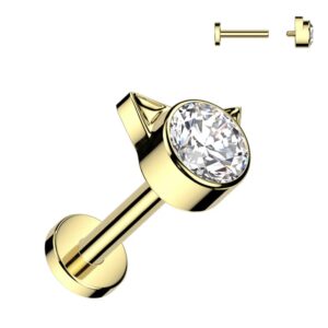 Piercing Gatito Clear Titanio 16g