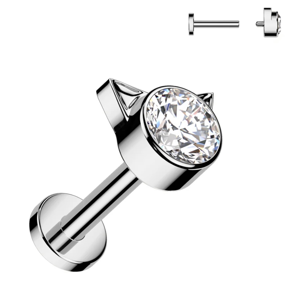 Piercing Gatito Clear Titanio 16g - Image 2