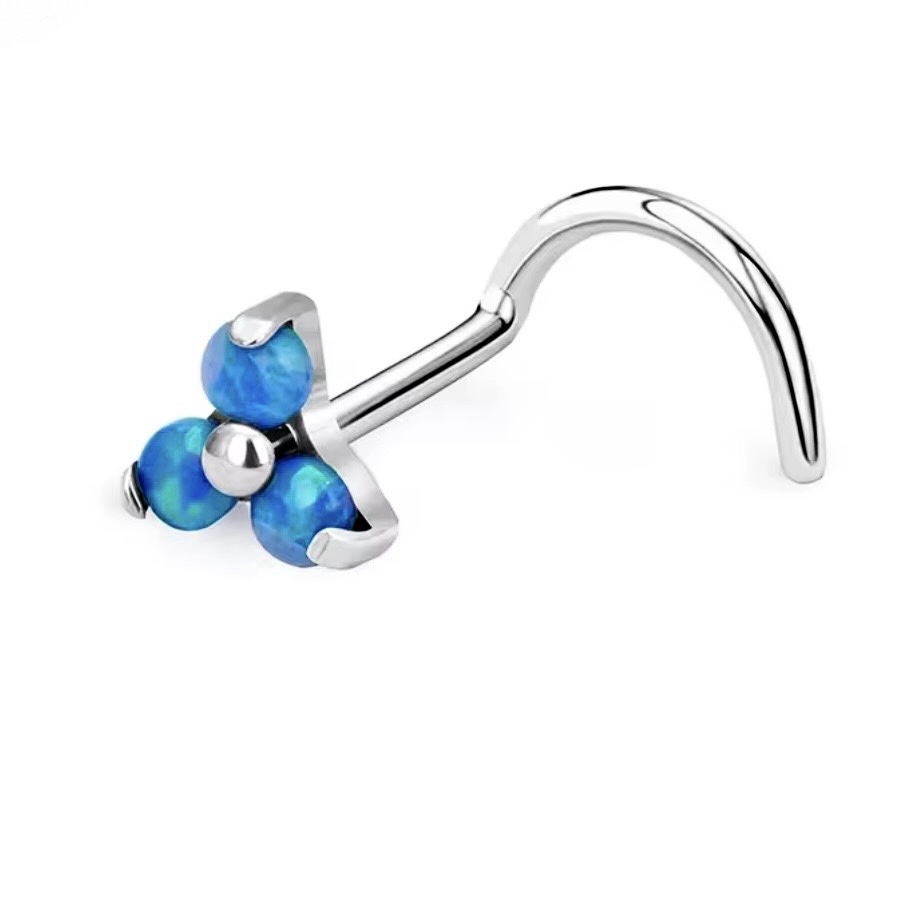 Opalo Azul Piercing Nariz Titanio 20g