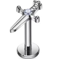 Piercing Daga Con Zirconia Titanio 16g