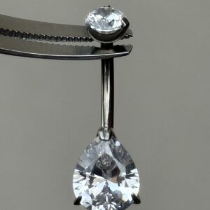 Ombligo Pera Clear Titanio