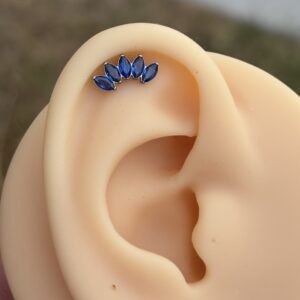 Piercing Zafiro 5 Zirconias Titanio 16g