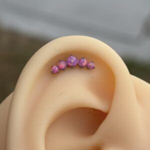 Piercing 5 Ópalos Fucsia Titanio 16g