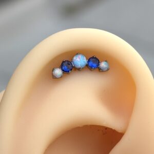 Piercing Opalo sky con Zafiro Titanio 16g