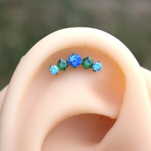 Piercing Esmeralda Celeste Titanio 16g