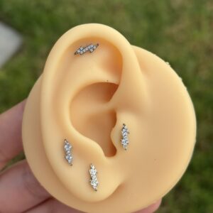 Rayo Piedras Piercing Titanio 16g