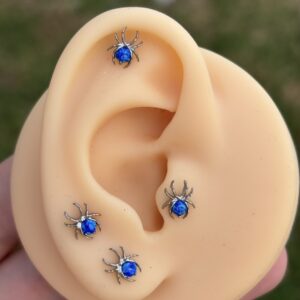 Araña Opalo Azul Titanio Piercing 16g