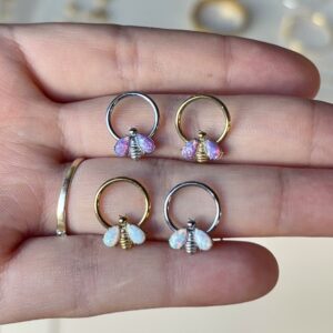 Argolla Opalo Abeja Titanio 16g